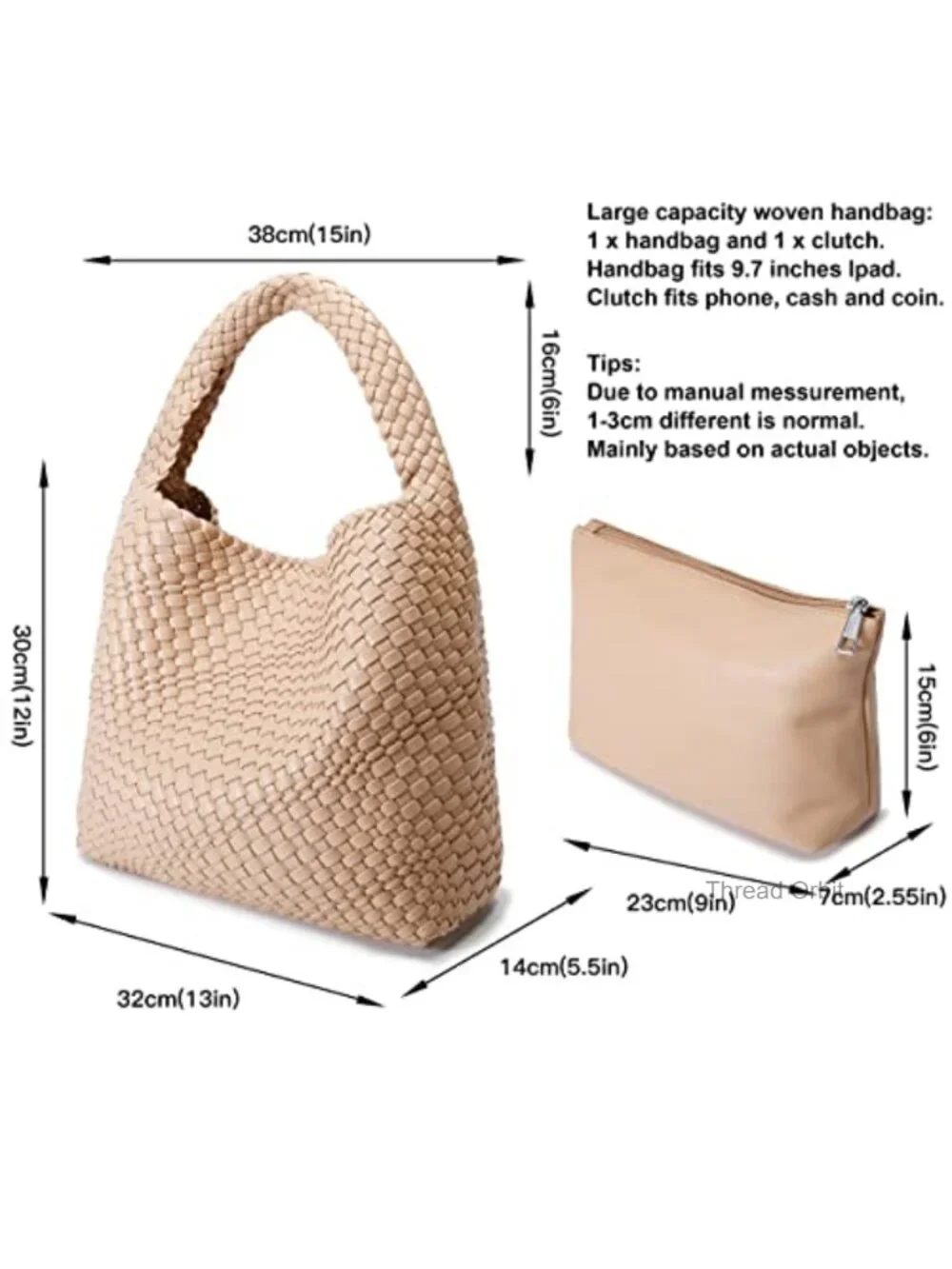 Faux Leather Woven Hobo Bag Top Handle Shoulder Tote Large Capacity